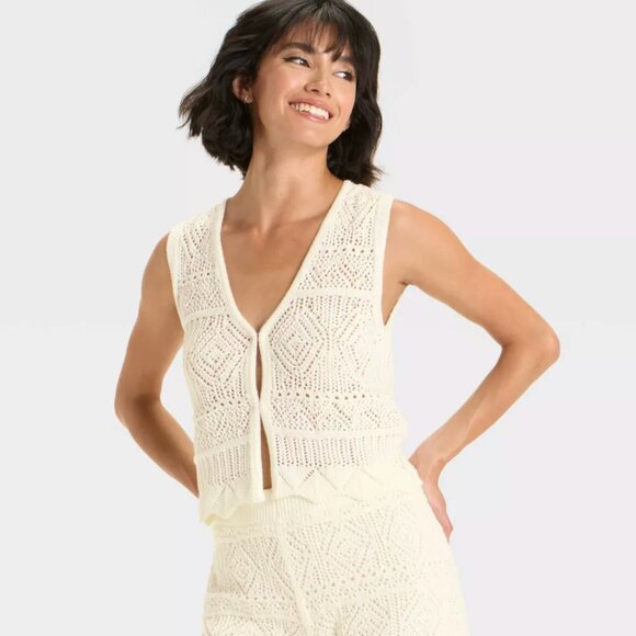 a new day Tops - Women's Crochet-Style Pullover Sweater Tank - A New Day™ Large